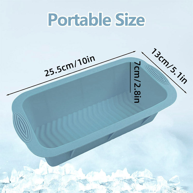 2pcs Large Capacity Ice Cube Tray Mold Rectangle Silicone Ice Grid Maker Kitchen - Orange