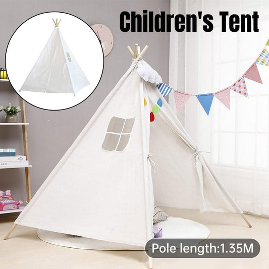 Large Cotton Canvas Teepee Tent Pretend Play House for Boy and Girls Wigwam Gift