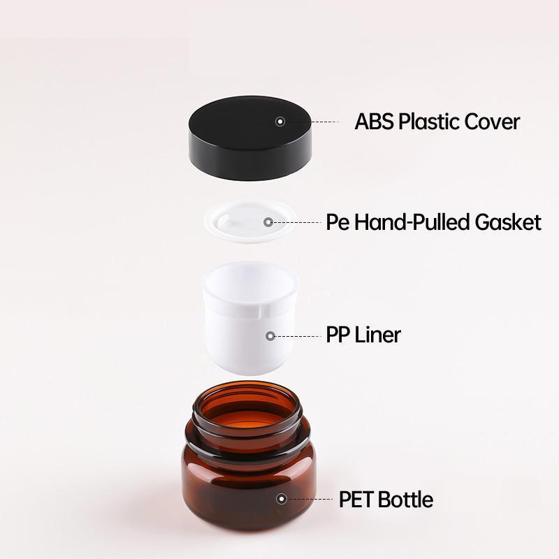 10pcs PET Plastic Cosmetic Bottles Refillable Travel Face Cream Containers - 30ml-Brown+White-Double