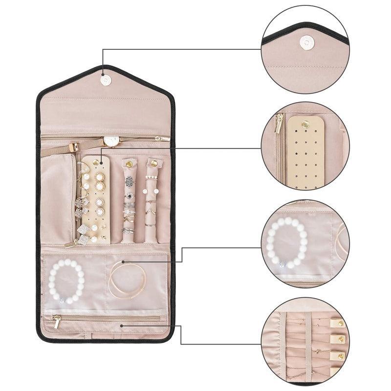 Periea Travel Jewellery Roll -Jewellery Travel Pouch Portable Case Box Organiser - Green