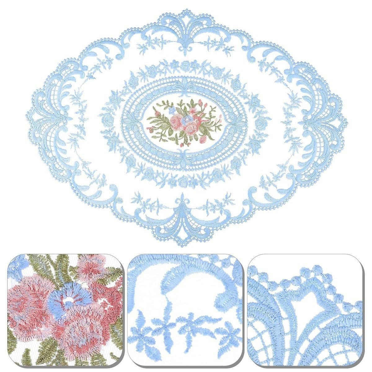 4 Pack Retro Lace Oval Placemats 31x42cm French Crochet Doilies 4 Colors Set - White