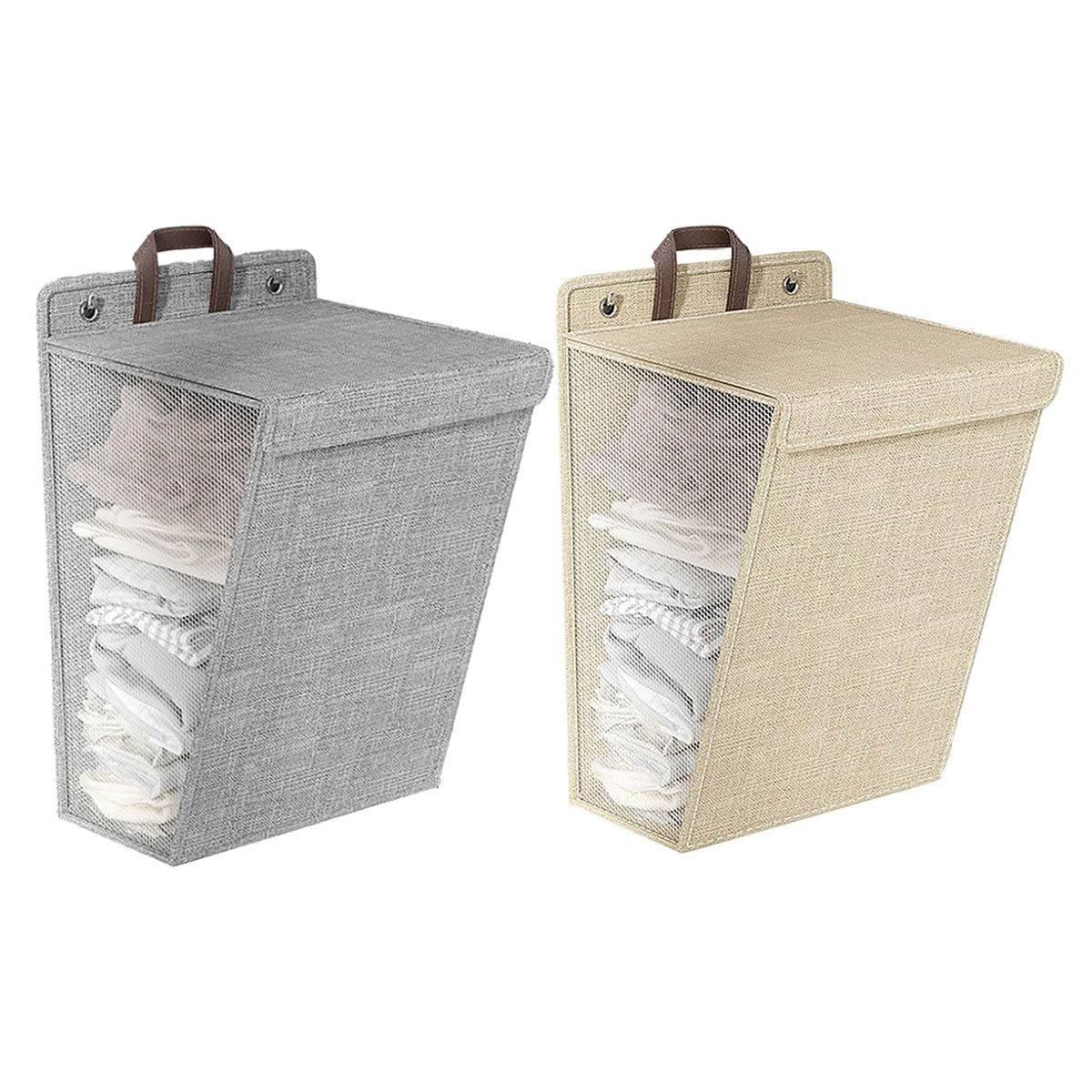 Foldable Laundry Basket Wall Mounted Clothes Storage Basket Household Organizer - Grey