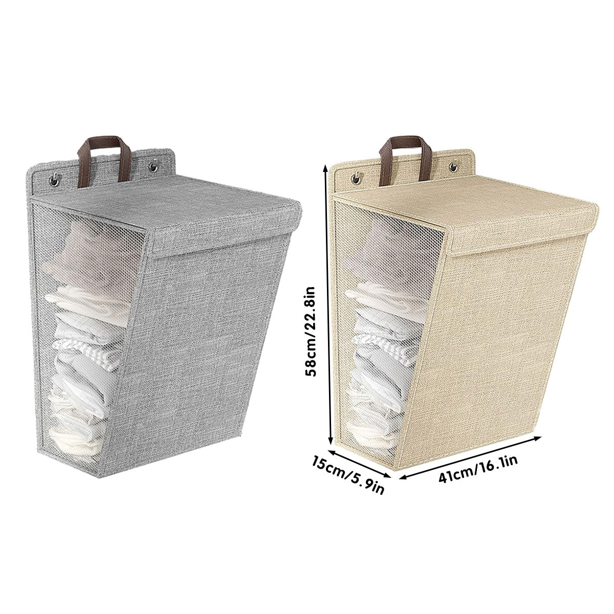 Foldable Laundry Basket Wall Mounted Clothes Storage Basket Household Organizer - Grey
