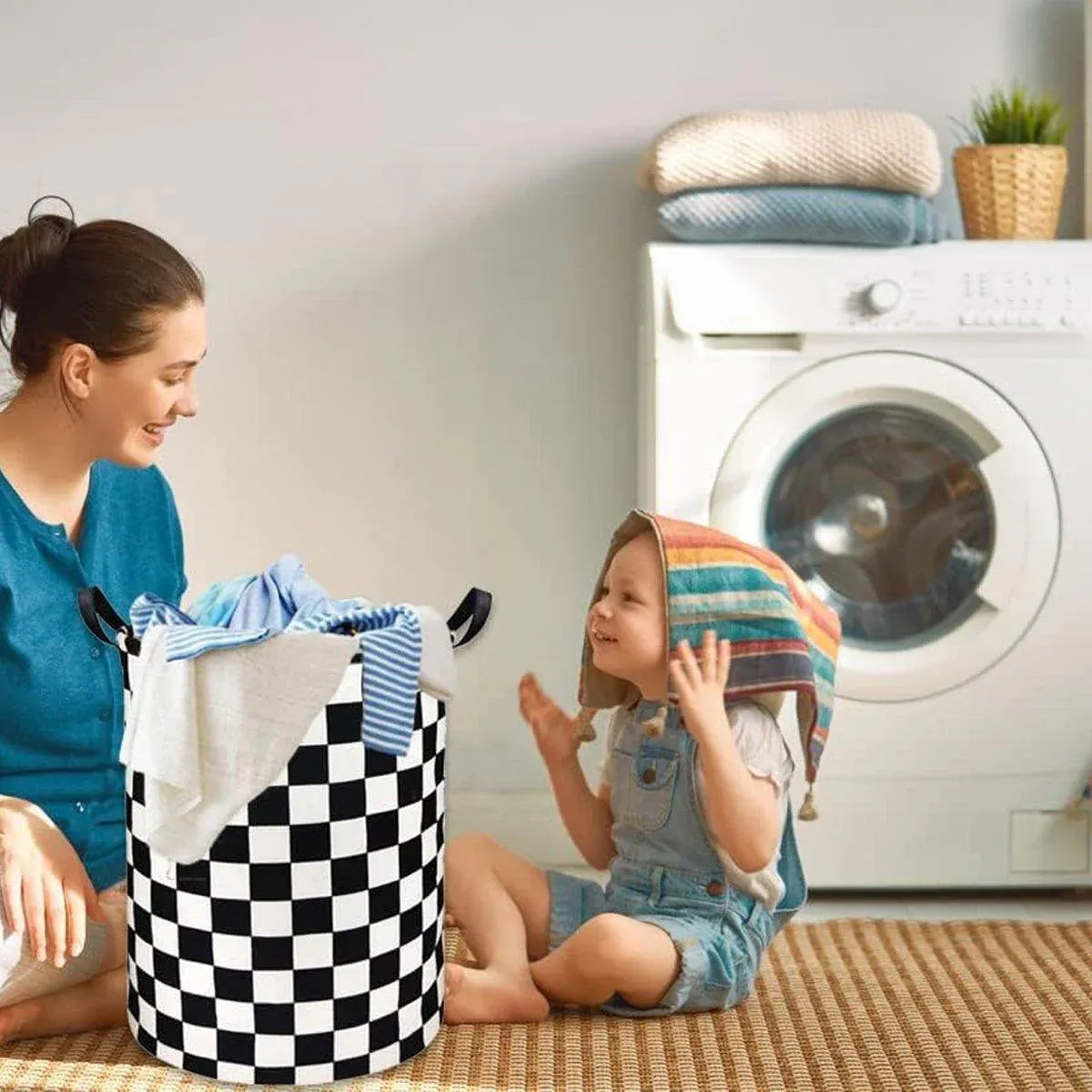 Foldable Laundry Basket Dirty Clothes Hamper Toy Storage Organizer Storage Bin - English Letters