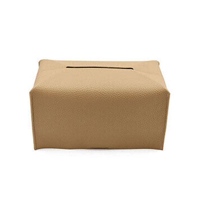 Large Size Tissue Box Dispenser Paper Holder Napkin Case Pu Leather Cover - Black