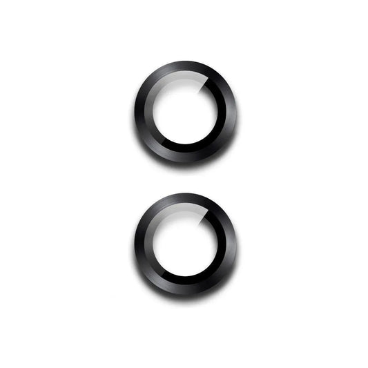 For Apple iPhone 15/15 Plus Camera Lens Protector Glass Screen Metal Ring - Black
