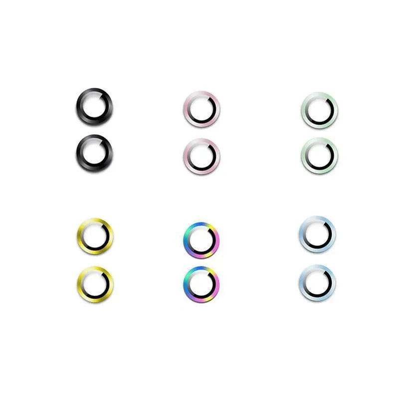 For Apple iPhone 15/15 Plus Camera Lens Protector Glass Screen Metal Ring - Black