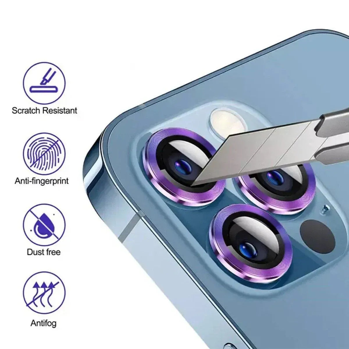 For Apple iPhone 15/15 Plus Camera Lens Protector Glass Screen Metal Ring - Black