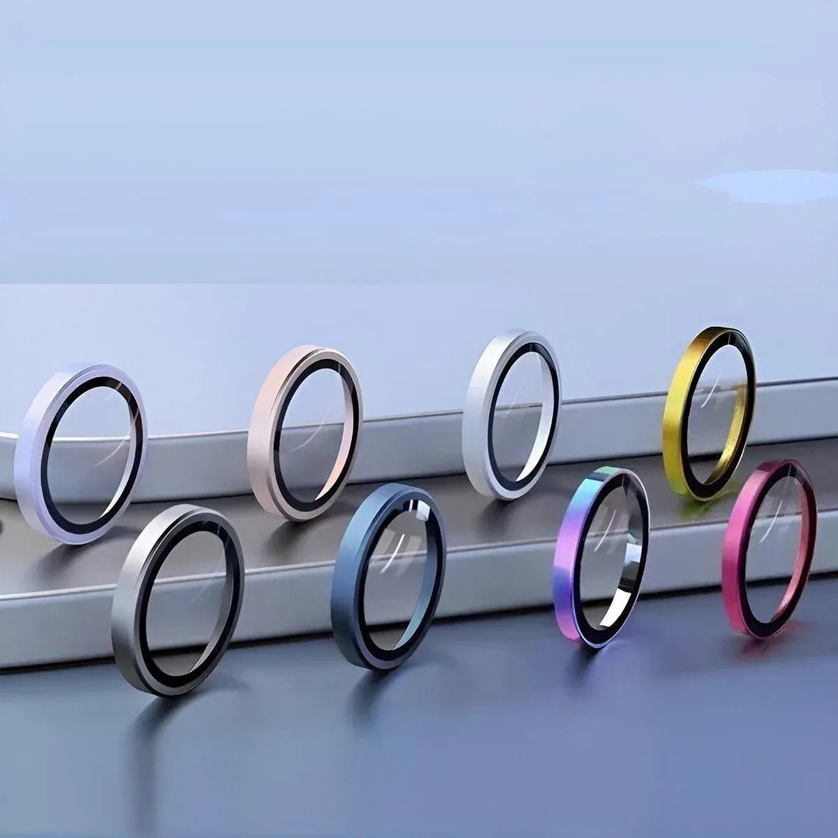 For Apple iPhone 15/15 Plus Camera Lens Protector Glass Screen Metal Ring - Black
