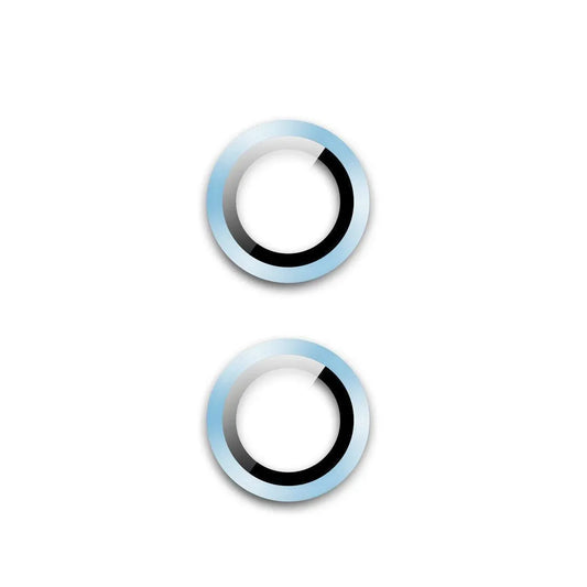 For Apple iPhone 15/15 Plus Camera Lens Protector Glass Screen Metal Ring - Light Blue