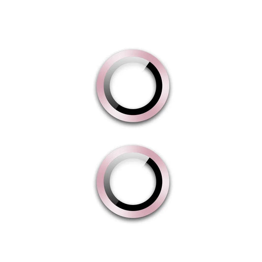 For Apple iPhone 15/15 Plus Camera Lens Protector Glass Screen Metal Ring - Light Pink