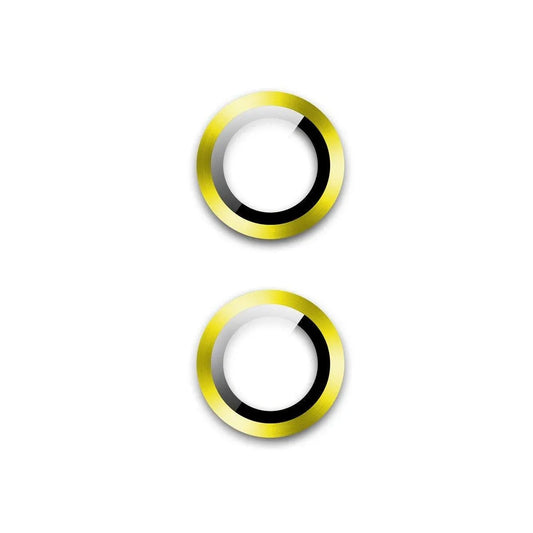 For Apple iPhone 15/15 Plus Camera Lens Protector Glass Screen Metal Ring - Yellow
