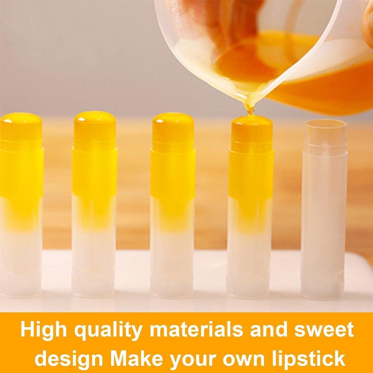 50pcs Lip Glaze Tubes Round Refillable PP Material Lip Balm Containers Red Tube - White