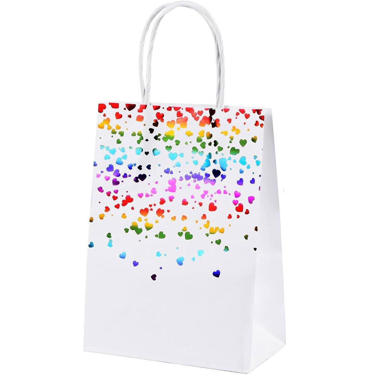 30PCS Kraft Paper Gift Bags Small Love Candy Bags Gold Foil Wedding Party Favors - White-Rose Gold Foil