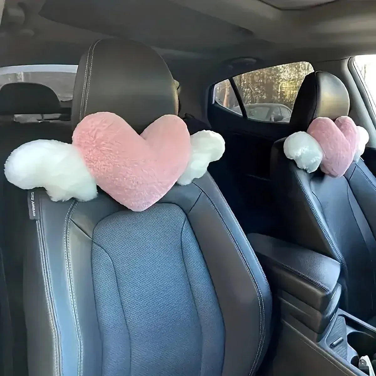 Car Headrest Neck Pillow Love Wings Support Cushion for Comfortable Driving