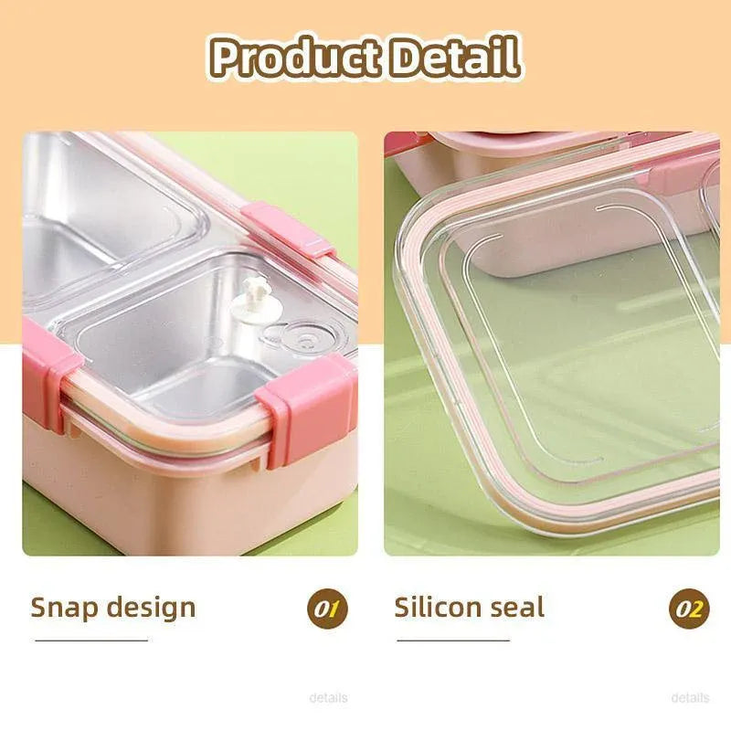 Stainless Steel Lunch Box Compartment Bento Box Food Container for Meal Prep Use - Green