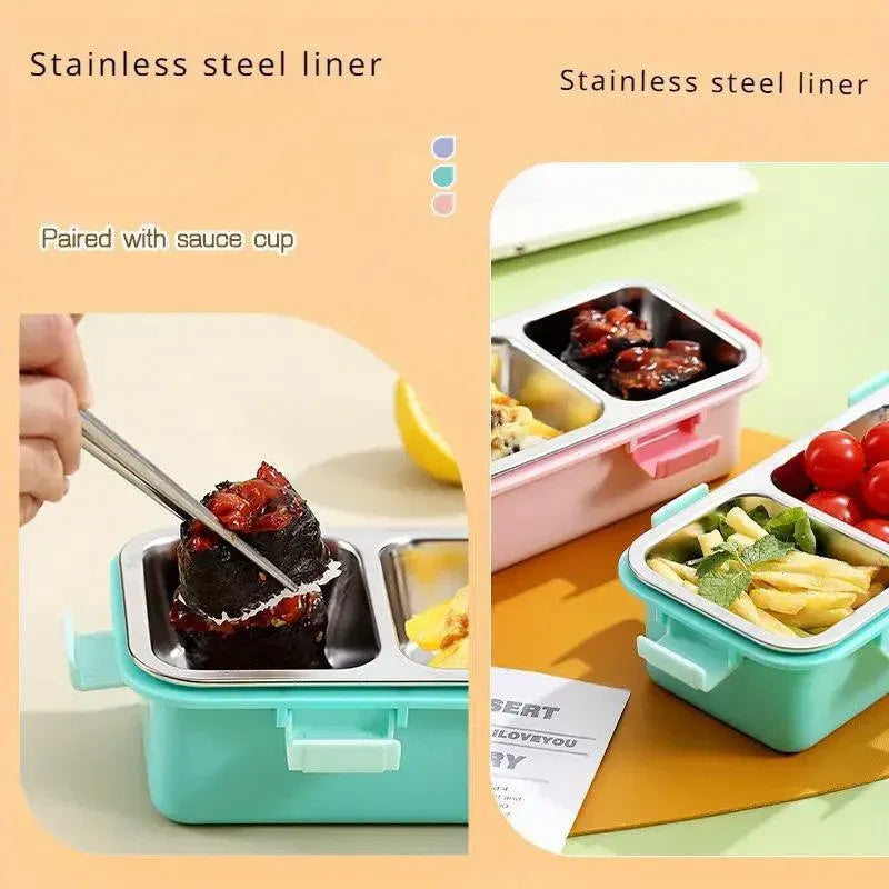 Stainless Steel Lunch Box Compartment Bento Box Food Container for Meal Prep Use - Green