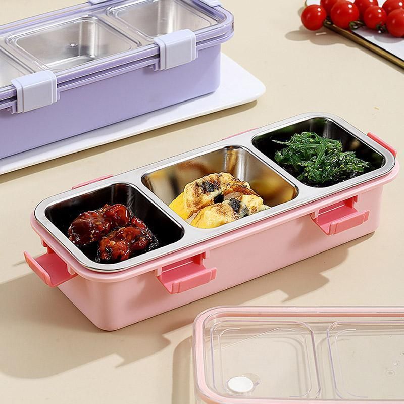 Stainless Steel Lunch Box Compartment Bento Box Food Container for Meal Prep Use - Green