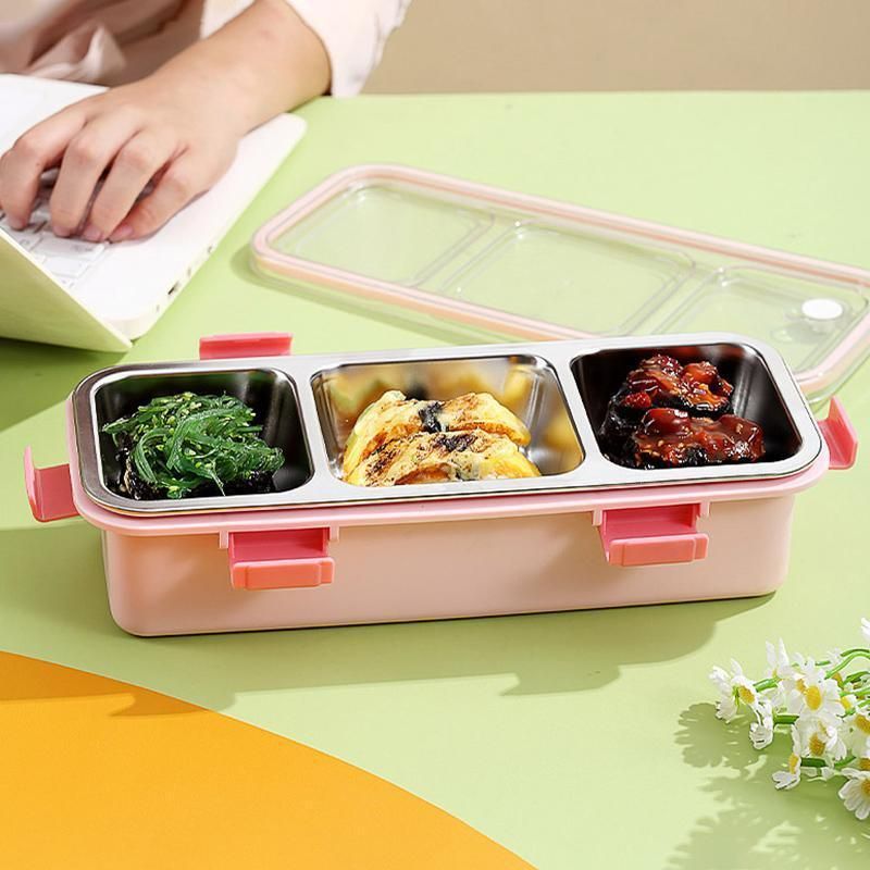 Stainless Steel Lunch Box Compartment Bento Box Food Container for Meal Prep Use - Green