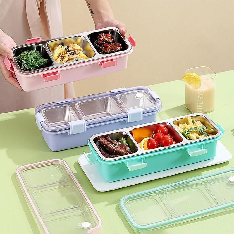 Stainless Steel Lunch Box Compartment Bento Box Food Container for Meal Prep Use - Green