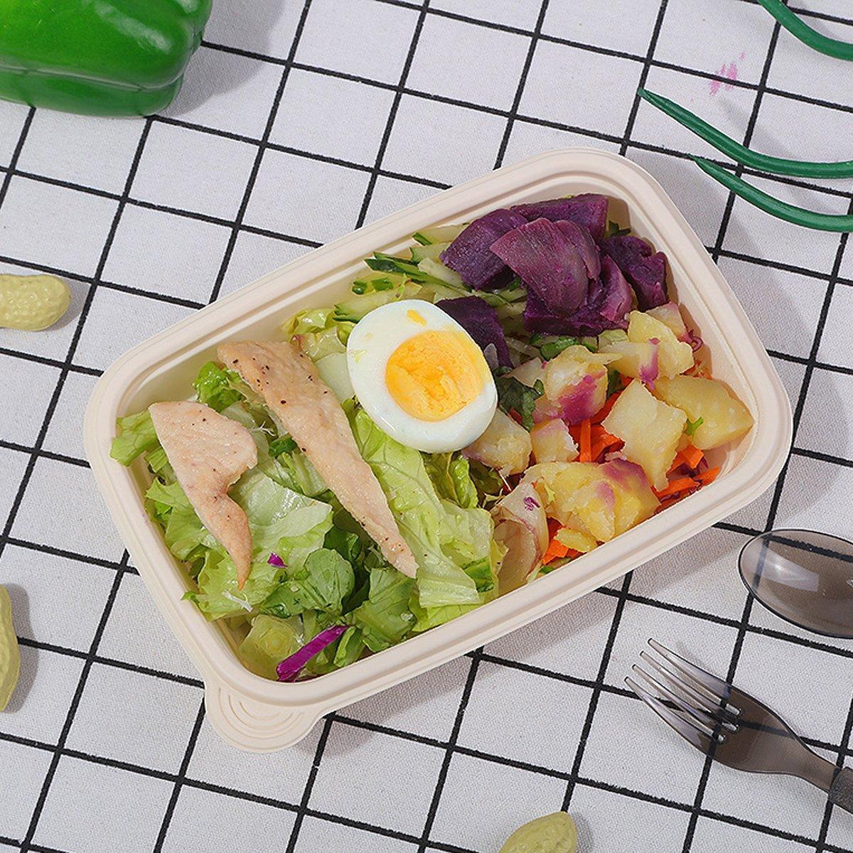 50pcs Eco Friendly Corn Starch Lunch Box Degradable Takeout Bento Container - 750ml