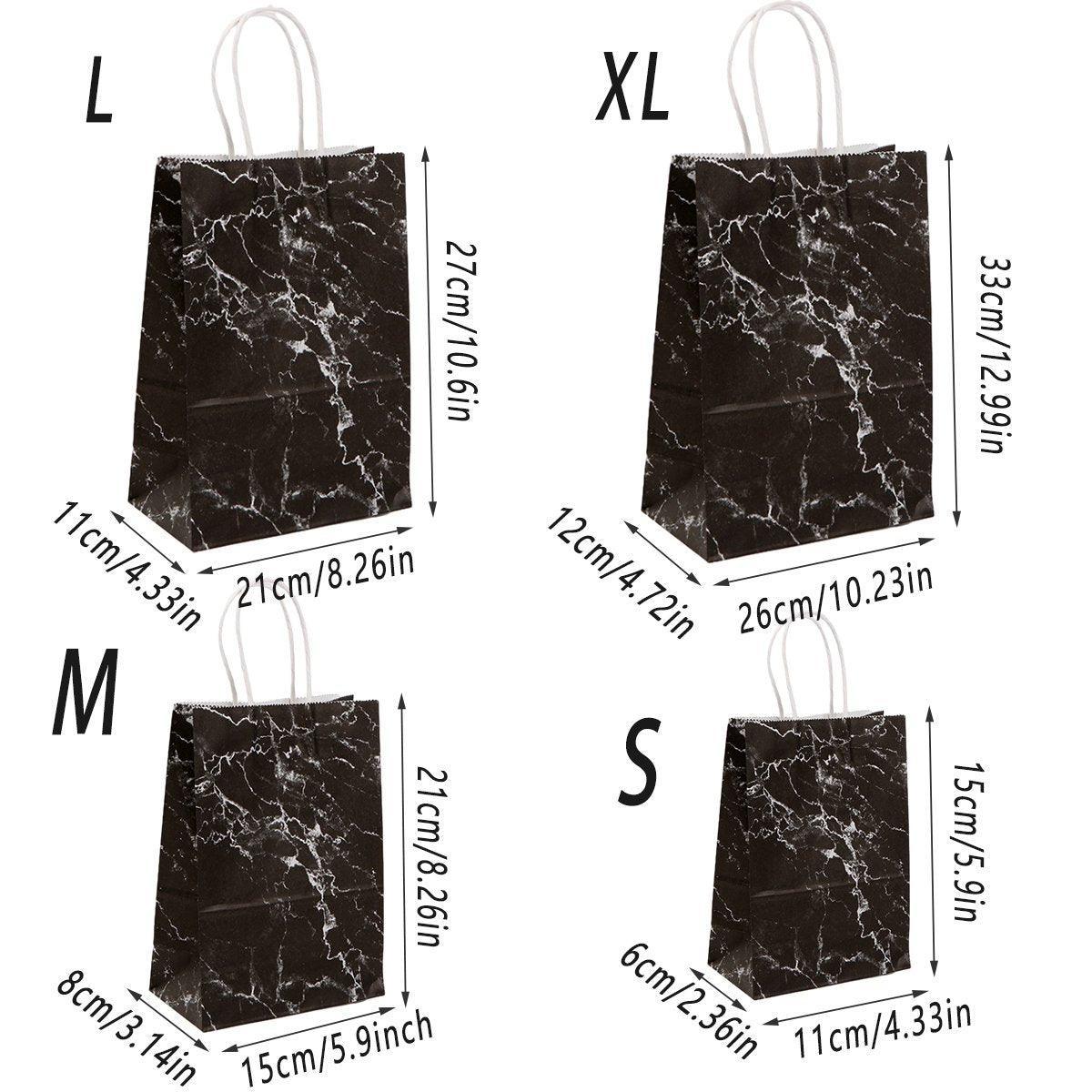 25PCS Marble Series Shopping Paper Bag Luxury Handbag Party Favor Gift Bags Set - Black Gold-S