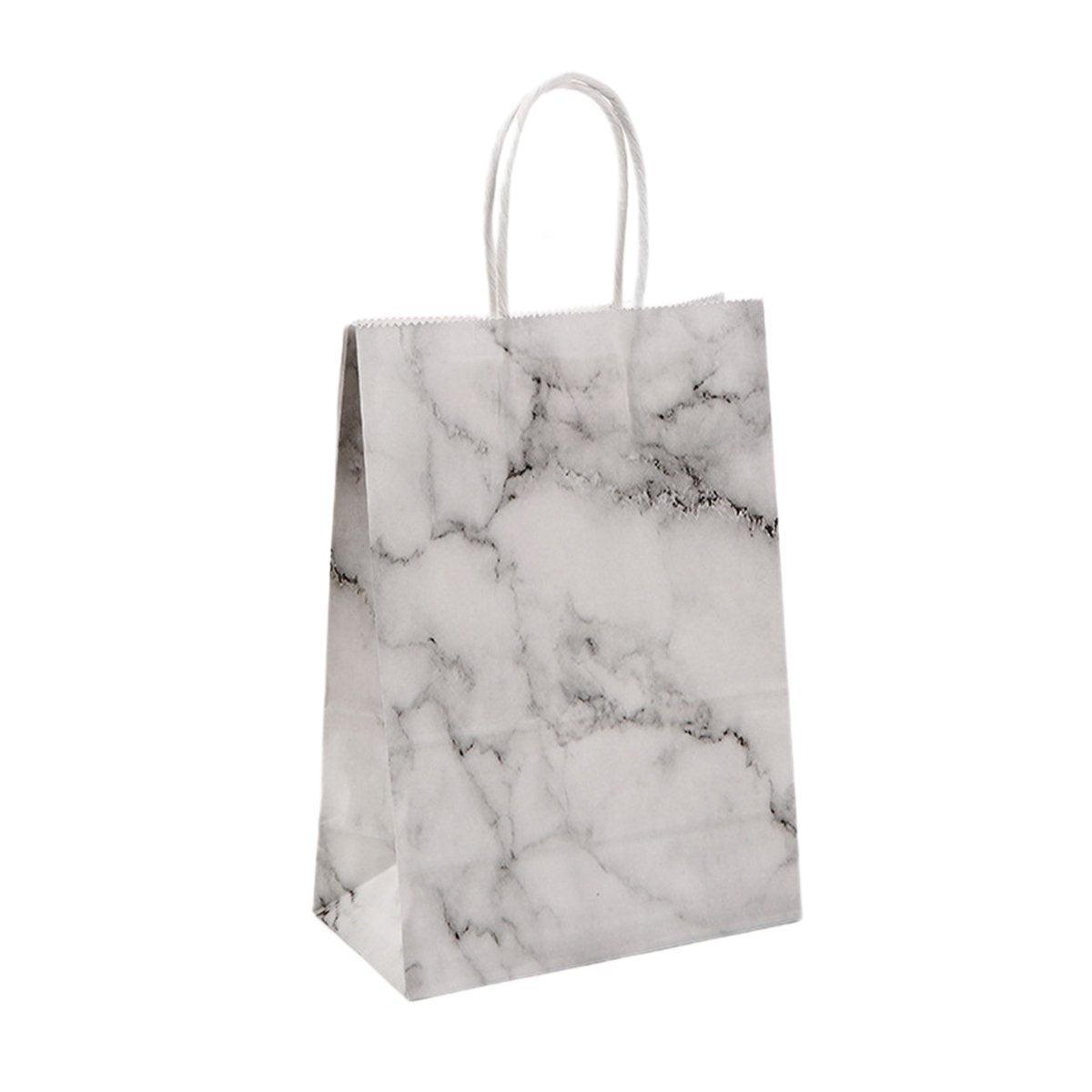 25PCS Marble Series Shopping Paper Bag Luxury Handbag Party Favor Gift Bags Set - Black Gold-S