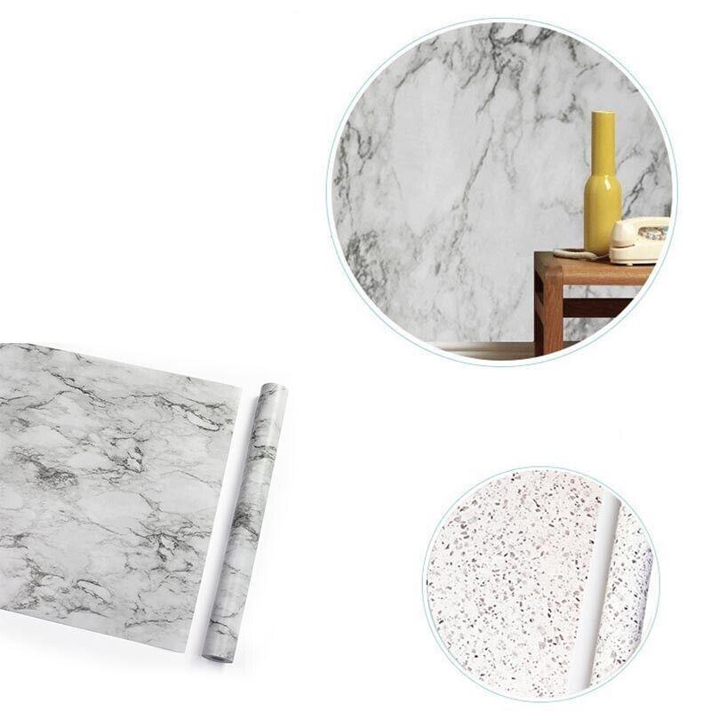 10M Marble Self-Adhesive PVC Wall Sticker Wallpaper Decor - Black Marble-A