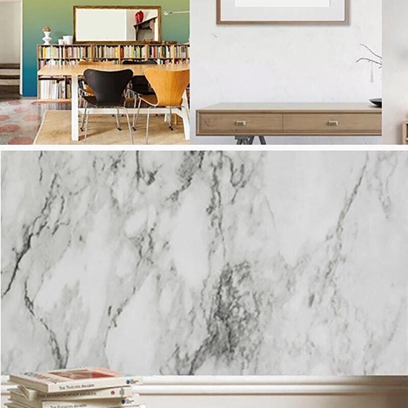 10M Marble Self-Adhesive PVC Wall Sticker Wallpaper Decor - Black Marble-A