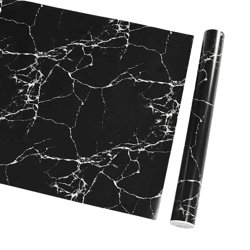 10M Marble Self-Adhesive PVC Wall Sticker Wallpaper Decor - Black Marble-A