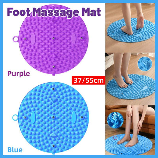 37/55cm Soft Silicone Circular Foot Mat with Textured Surface - Blue-55cm