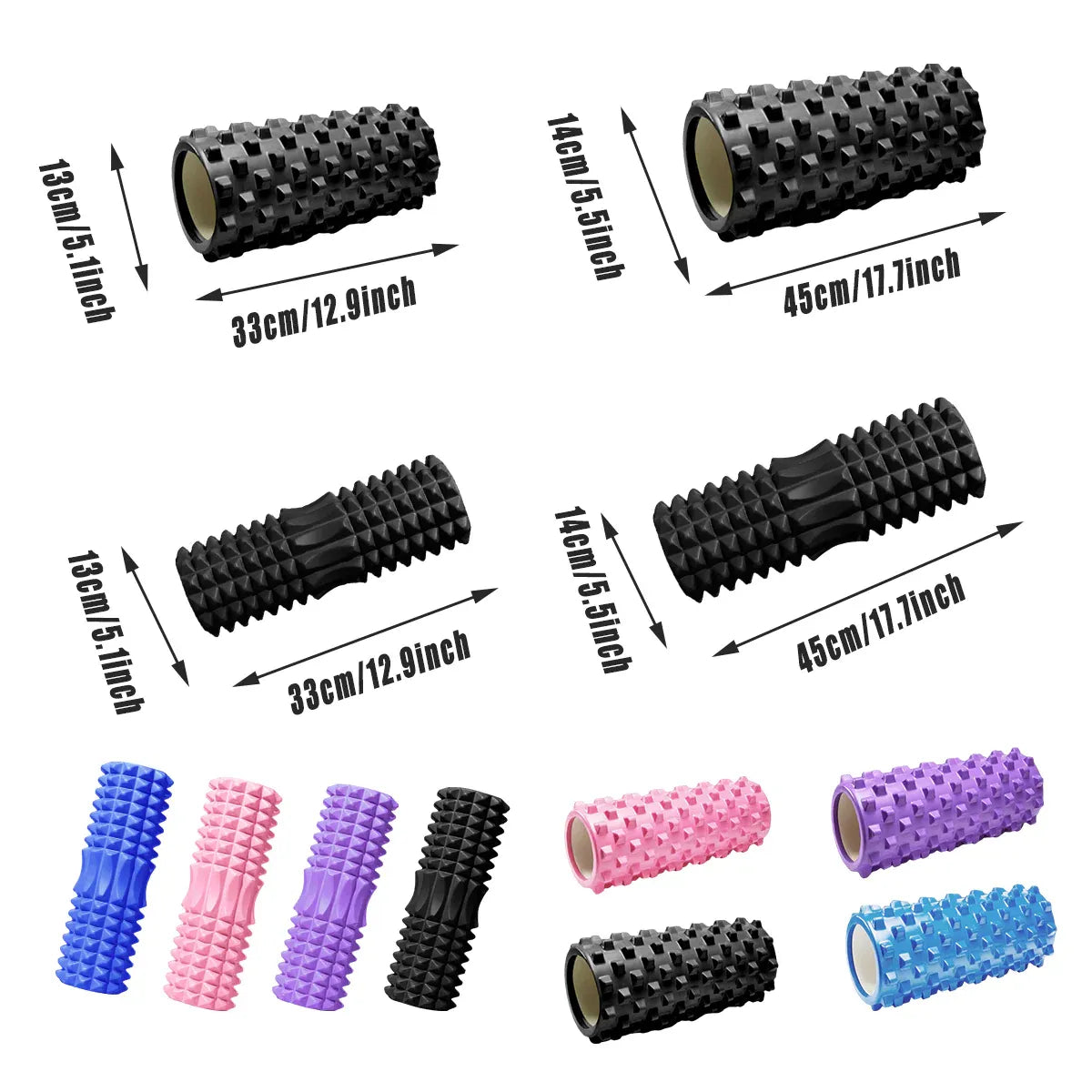 High Density EVA Foam Roller Yoga Massage Stick for Fitness - Crescent Style Pink-33cm