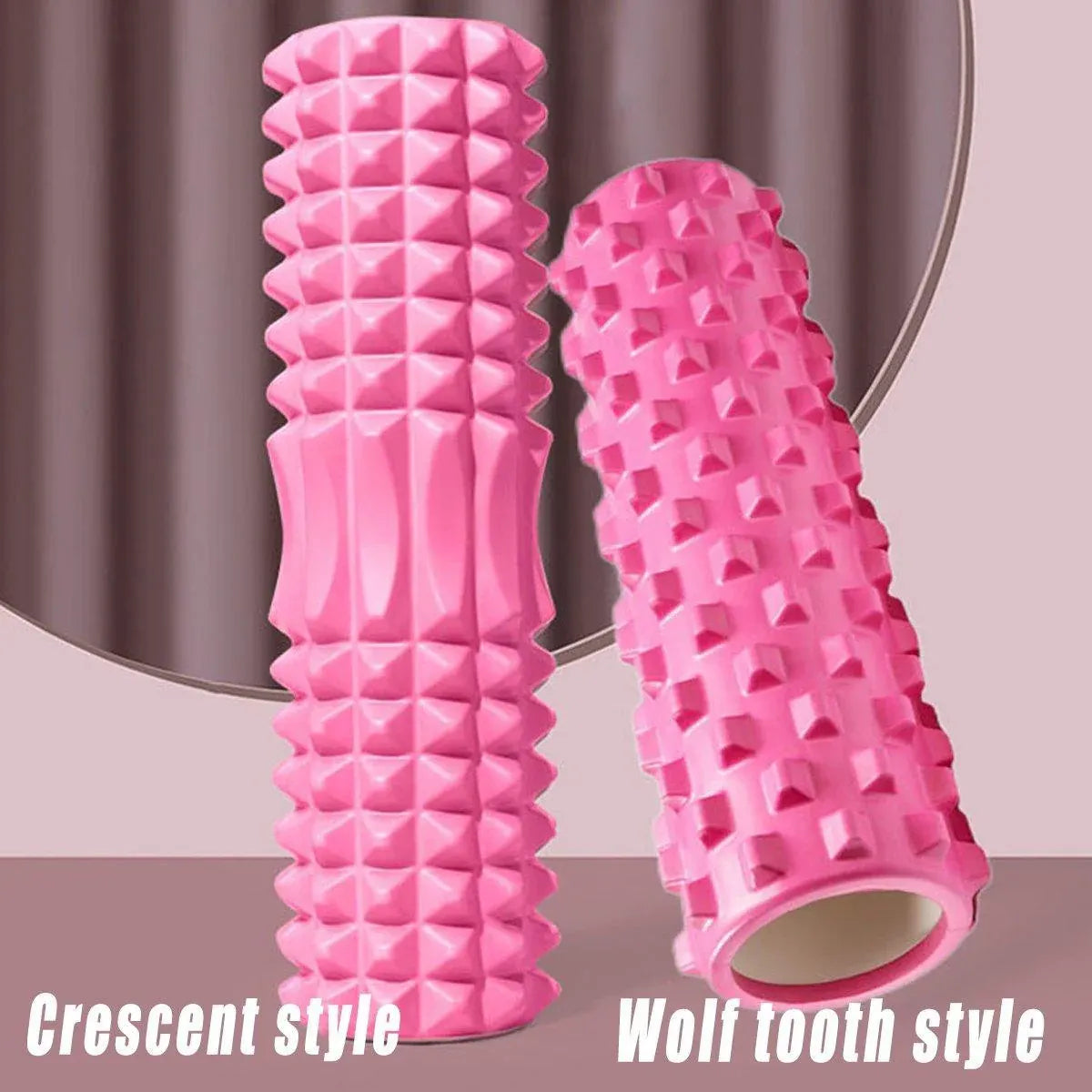 High Density EVA Foam Roller Yoga Massage Stick for Fitness - Crescent Style Pink-33cm