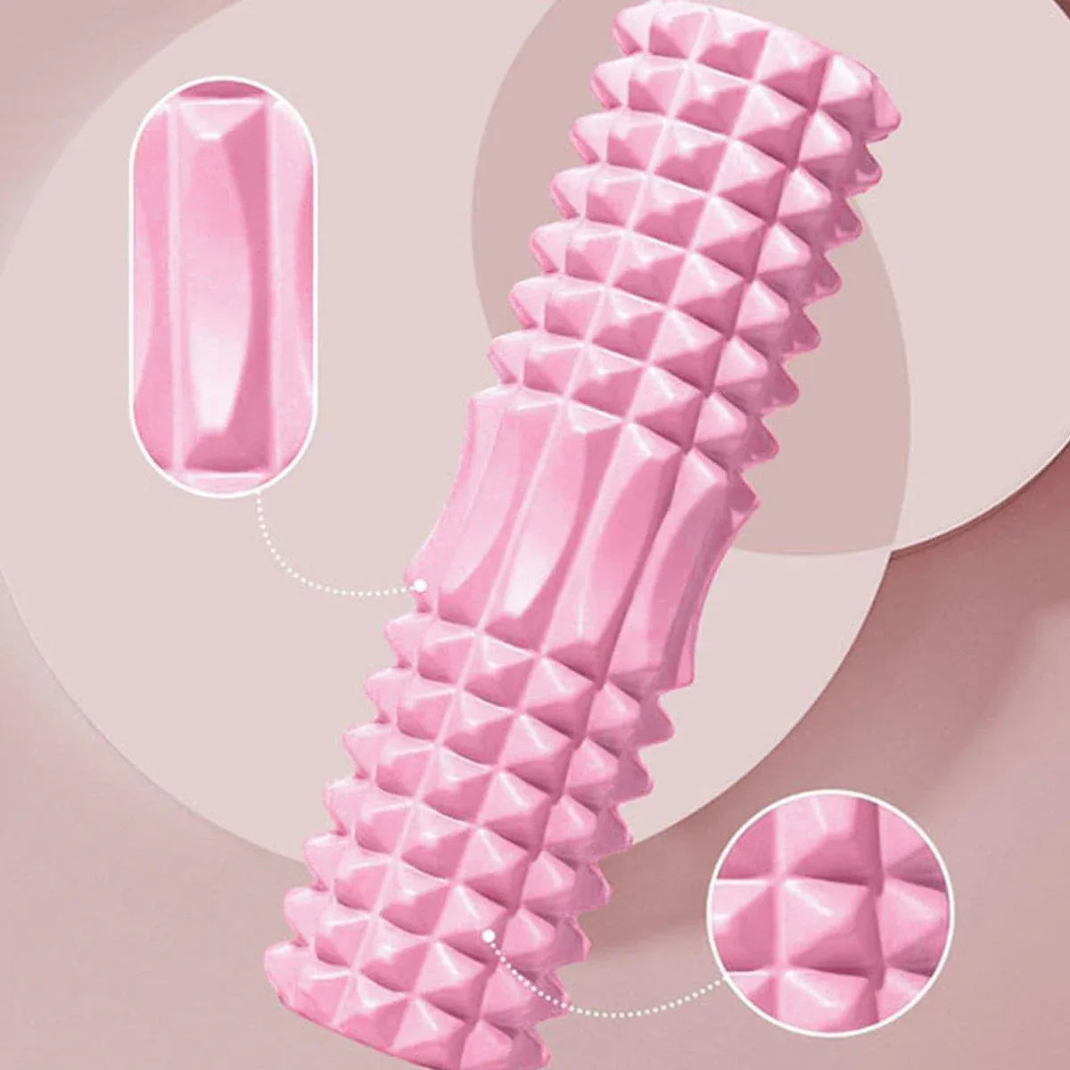 High Density EVA Foam Roller Yoga Massage Stick for Fitness - Crescent Style Pink-33cm