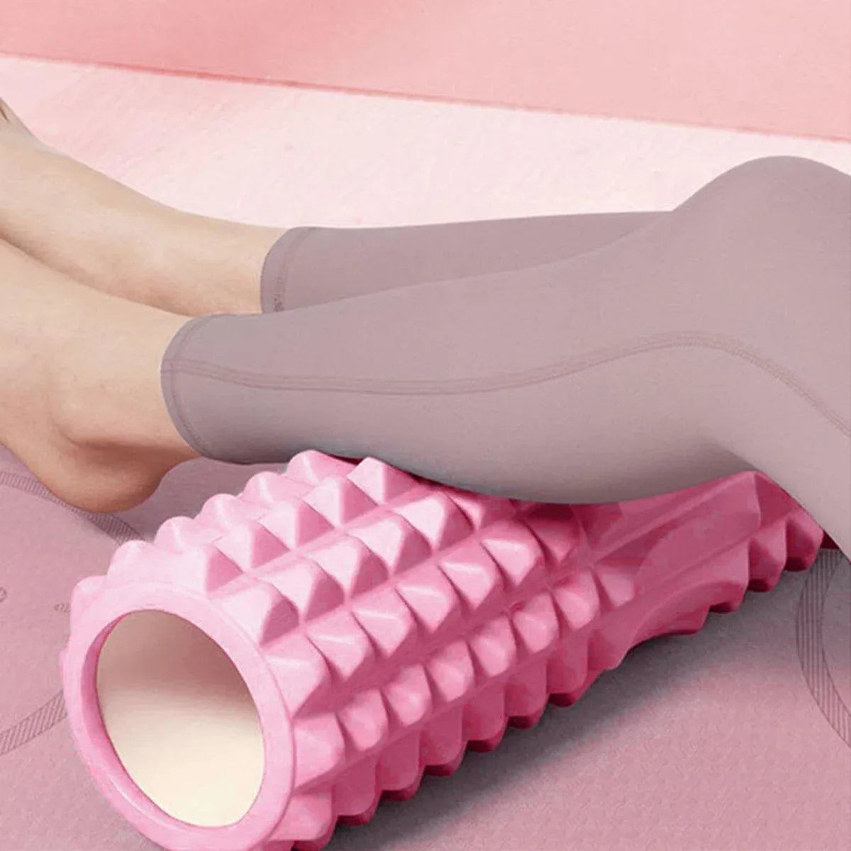 High Density EVA Foam Roller Yoga Massage Stick for Fitness - Crescent Style Pink-33cm