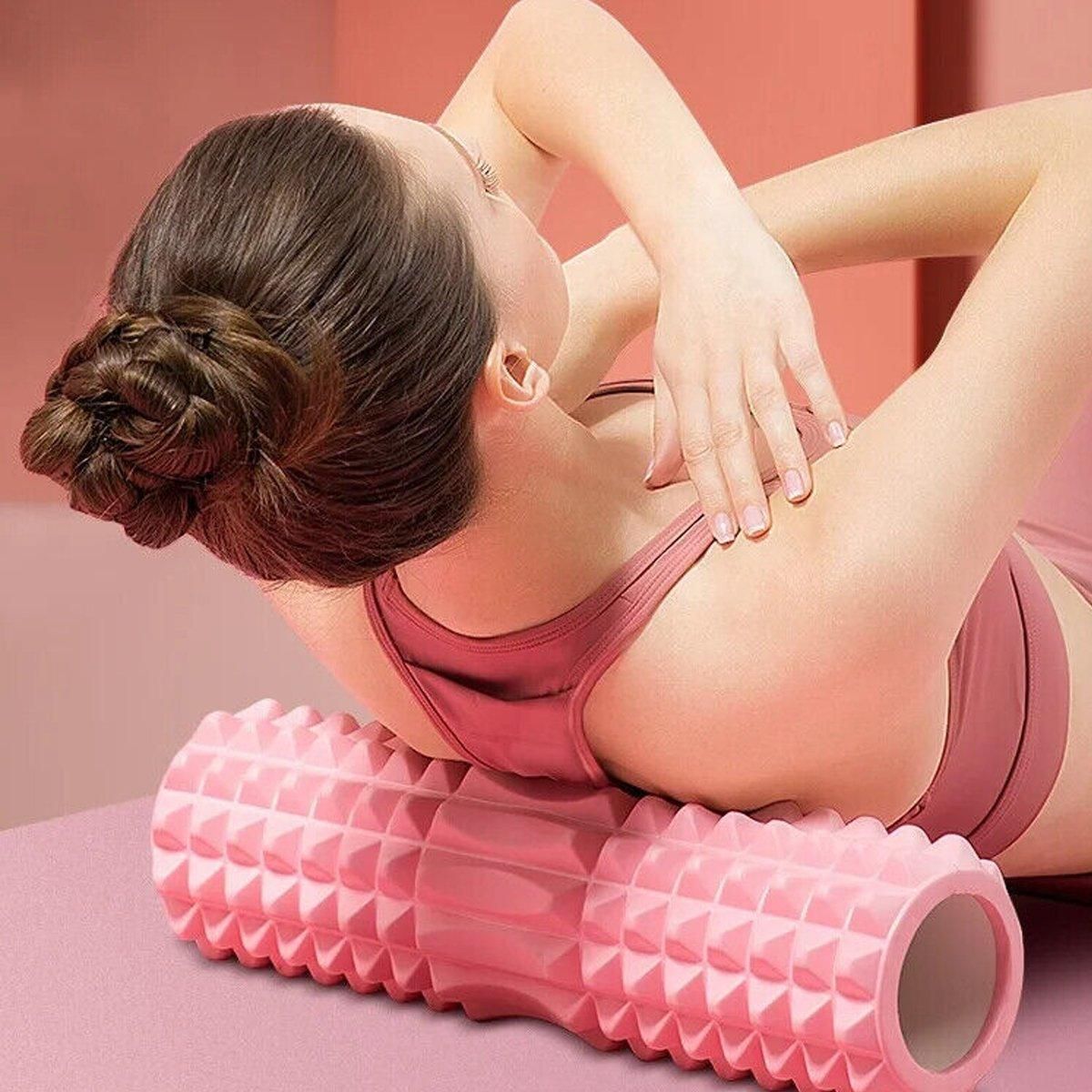 High Density EVA Foam Roller Yoga Massage Stick for Fitness - Crescent Style Pink-33cm
