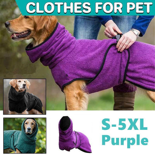 Dog Puppy HoodiesJacket Solid Coat Pet Winter Soft Warm Clothes S-5XL Purple - 2XL