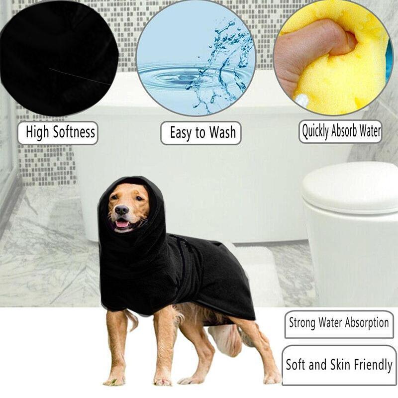 Dog Puppy Hoodies Jacket Solid Coat Pet Winter Soft Warm Clothes S-5XL Black - 5XL