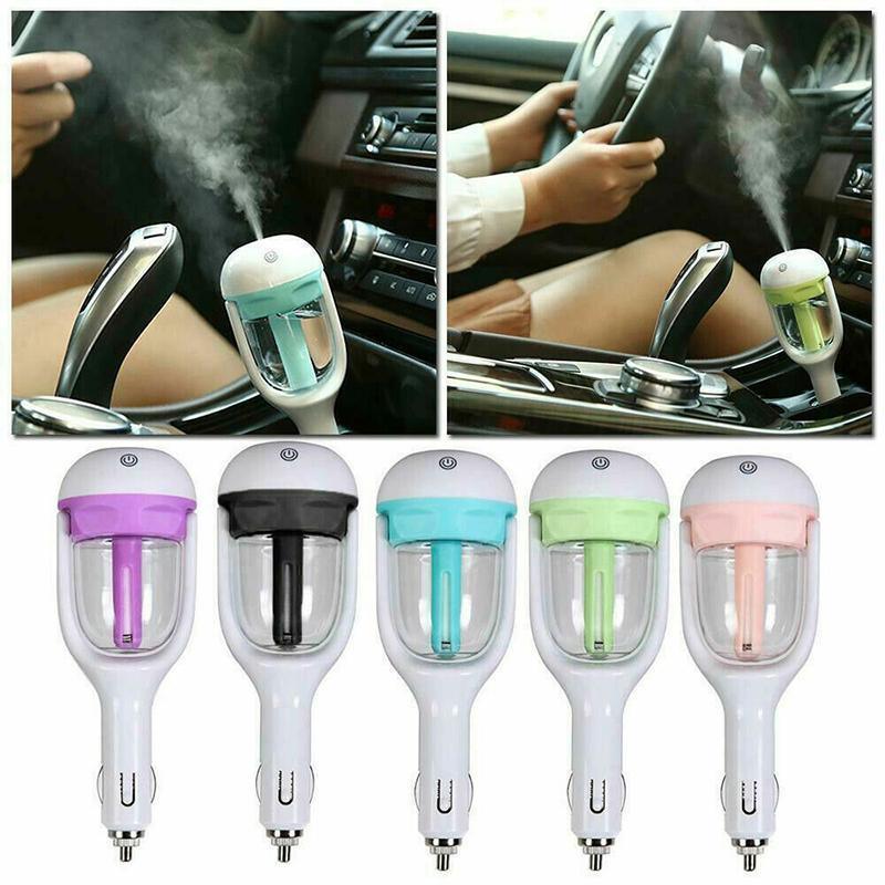 Mini Car Air Humidifier Essential Oil Diffuser Ultrasonic Aroma Mist Purifier - Purple