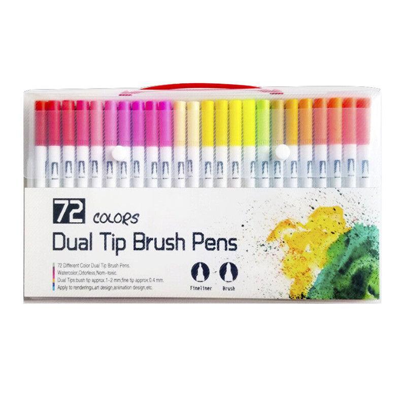 12-120 Watercolor Brush Pen Set Artist Sketch Marker - Black-36 Colours