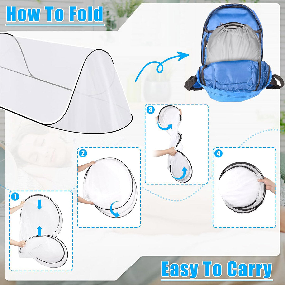 Portable Foldable Mosquito Net Pop-Up Travel Tent for Indoor Outdoor Use
