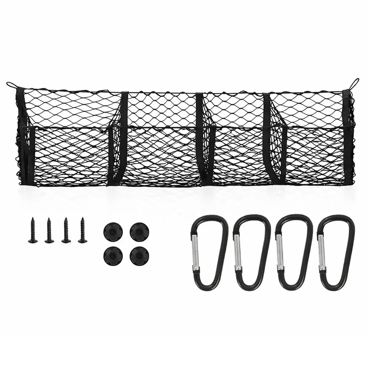 Trunk Cargo Net Bag Stereo Boot Storage Organiser SUV Pickup 4 Compartment 150cm