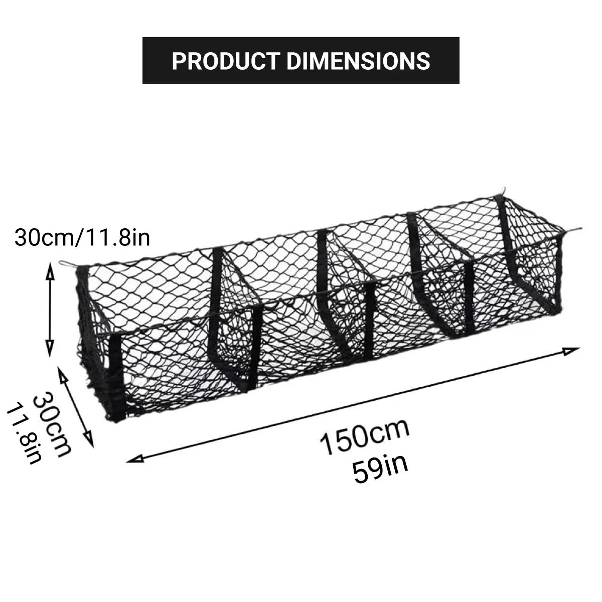 Trunk Cargo Net Bag Stereo Boot Storage Organiser SUV Pickup 4 Compartment 150cm