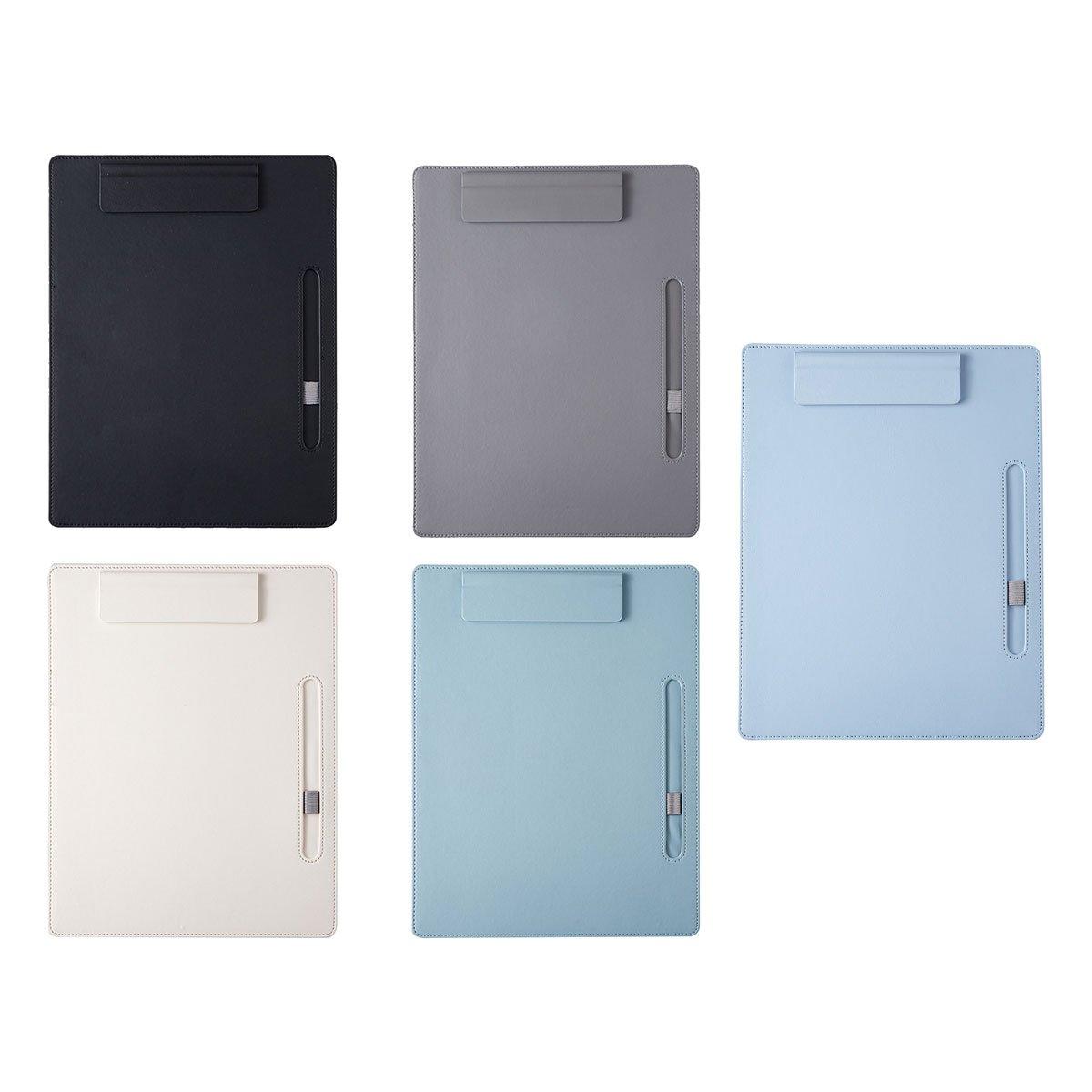 2pcs Leather Clipboard Conference File Holder Hotel Menu Pad Durable Board Clip - Black