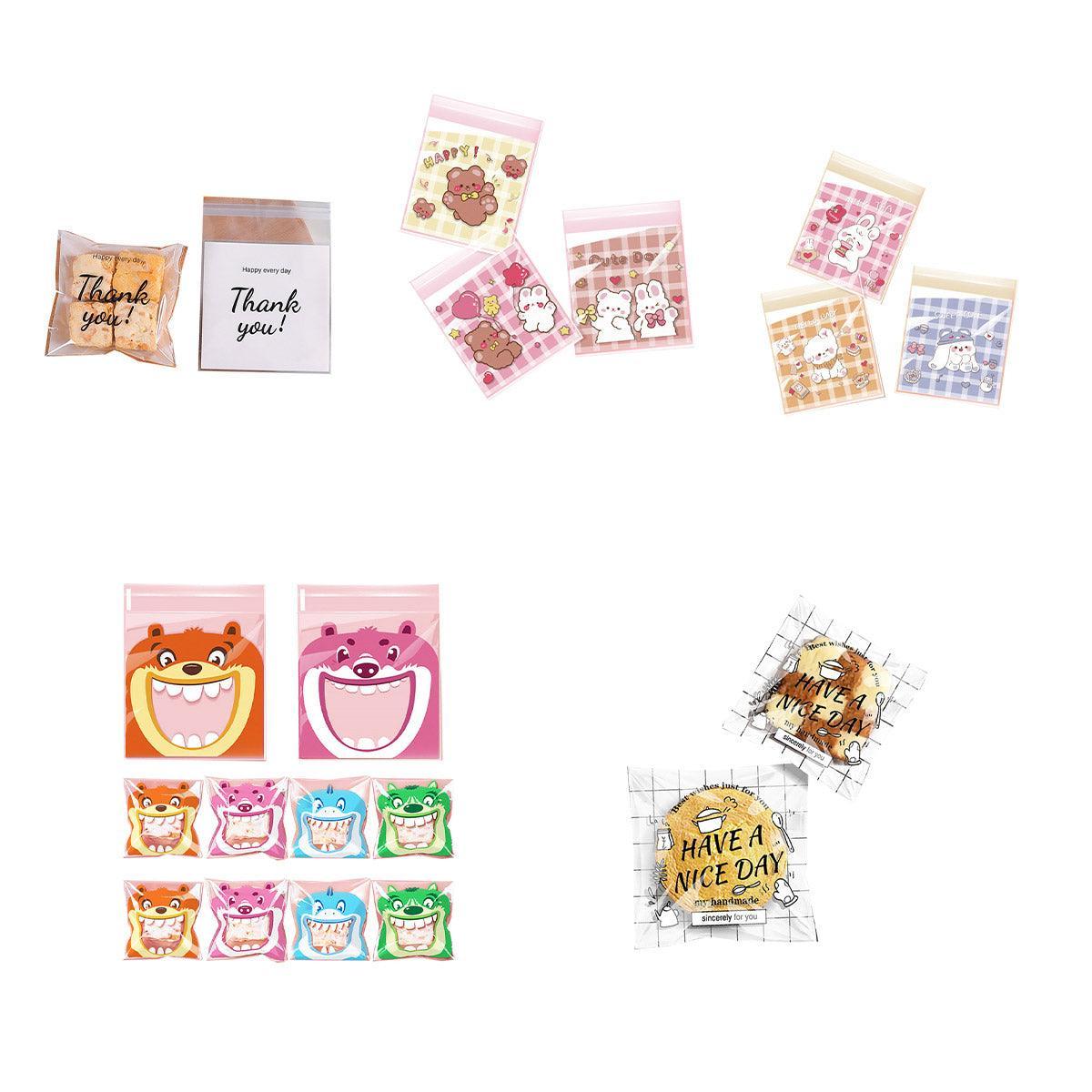 500 Pack Self Adhesive Cookie Packaging Bags Vibrant Designs OPP Material - Happy Everyday 10*10*3cm