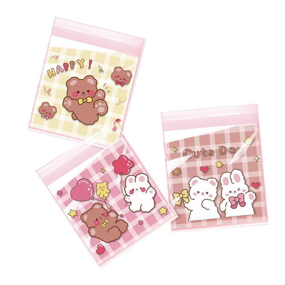 500 Pack Self Adhesive Cookie Packaging Bags Vibrant Designs OPP Material - Cute 10*10*3cm