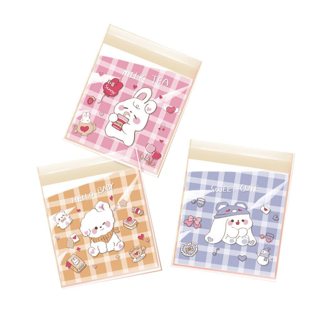 500 Pack Self Adhesive Cookie Packaging Bags Vibrant Designs OPP Material - Cute 10*10*3cm