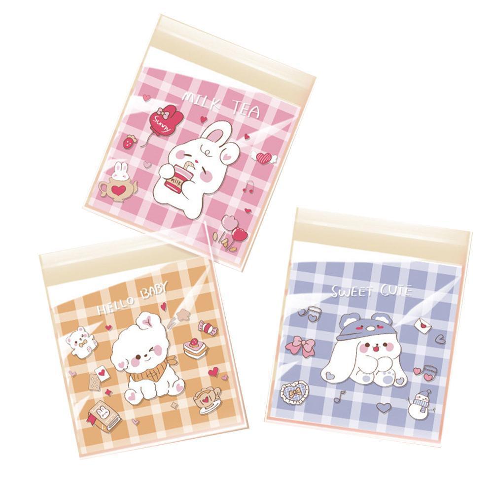 500 Pack Self Adhesive Cookie Packaging Bags Vibrant Designs OPP Material - Cute 10*10*3cm