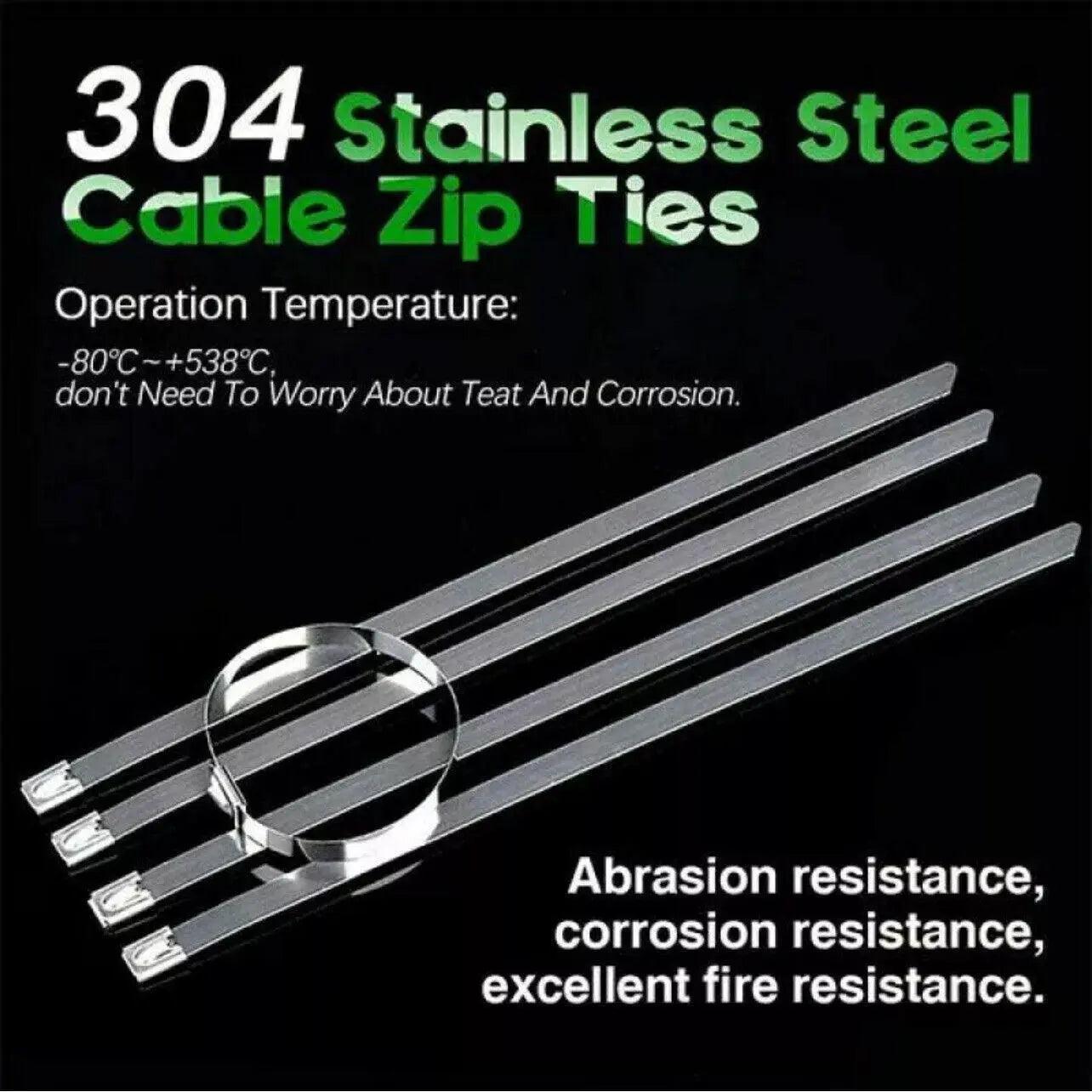 20X Stainless Steel Cable Ties S304 Marine Grade Zip Strap Locking Wrap 100-800Mm - 7.9*800mm