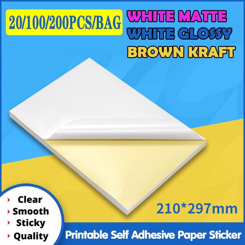 A4 Self Adhesive Sticker Paper Sheet Label Laser Inkjet Print Mailing Address - Brown Kraft*100 PCS